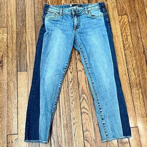 KUT Reese Ankle Straight Leg Two-Toned Jeans